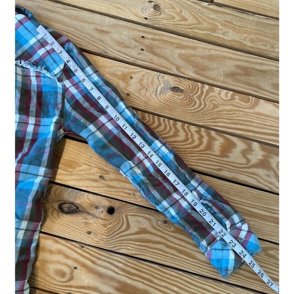 Dylan Plaid Button Up Shirt Size Medium Women’s Blue - Picture 8 of 8